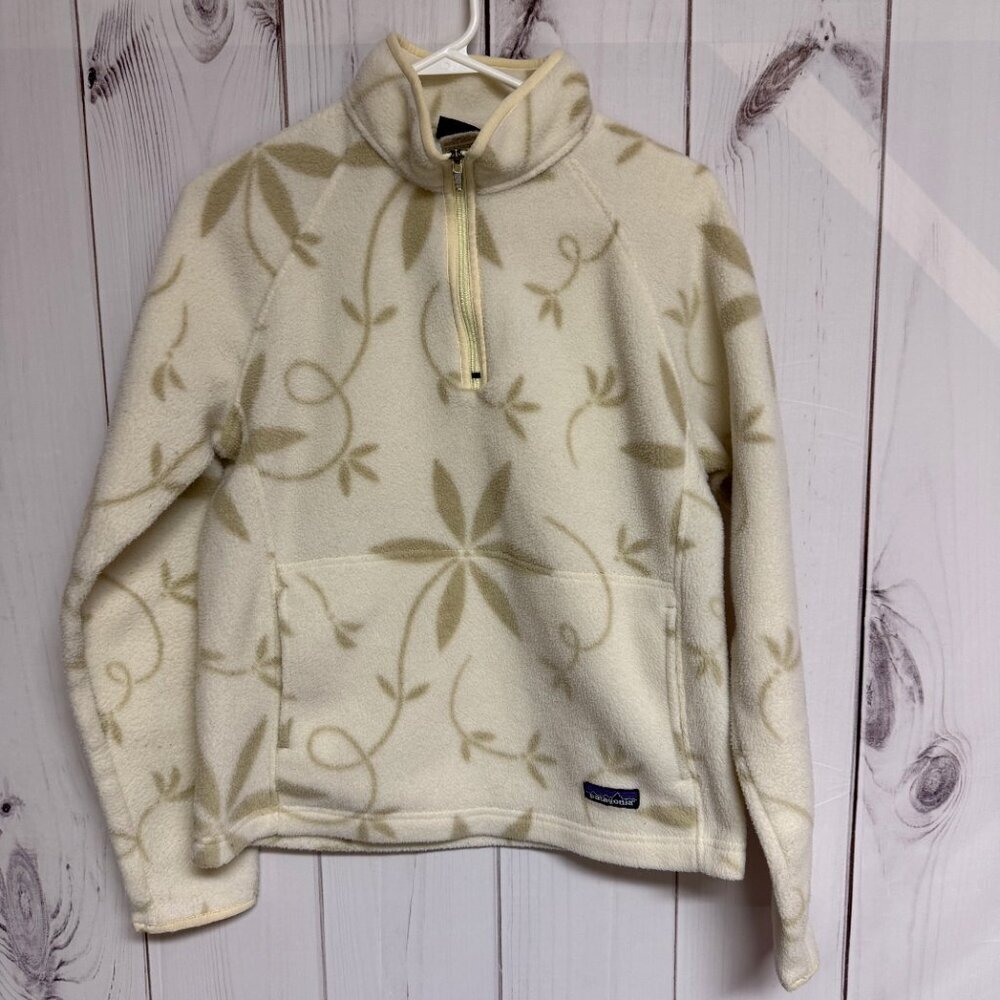 Patagonia Women’s Synchilla Marsupial M Cream‎ Floral Vintage GUC